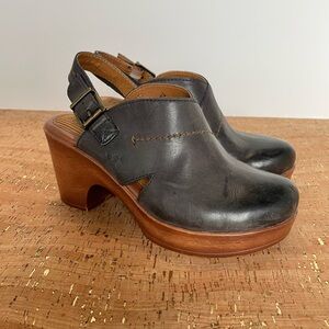 BOC Heeled Clog Shoes Grey Ankle Strap 7